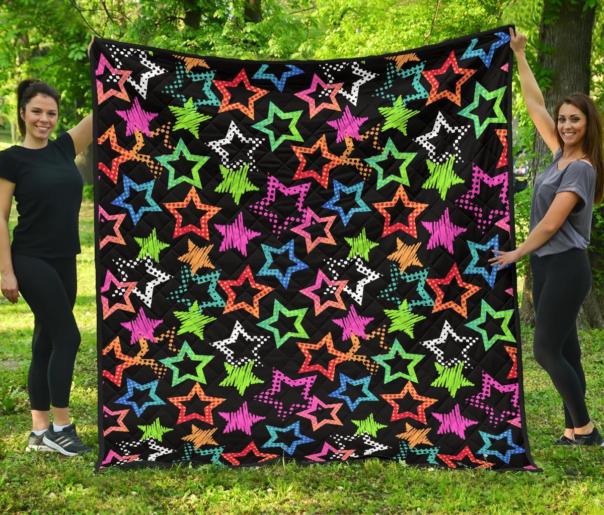 Star Colorful Pattern Print Quilt-grizzshop