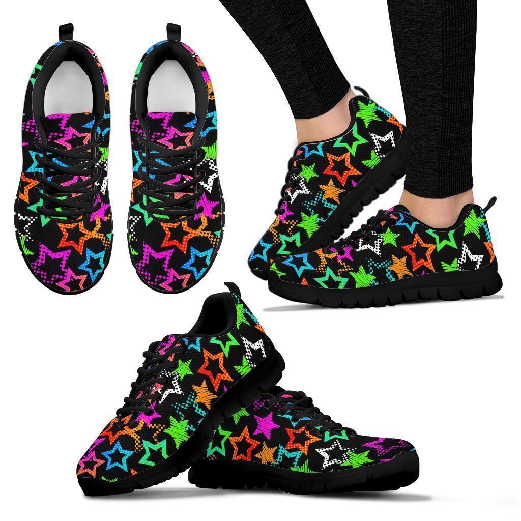 Star Colorful Pattern Print Sneaker Shoes For Men Women-grizzshop