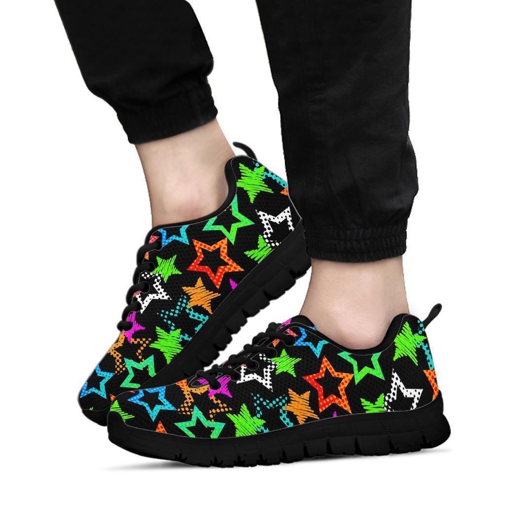 Star Colorful Pattern Print Sneaker Shoes For Men Women-grizzshop