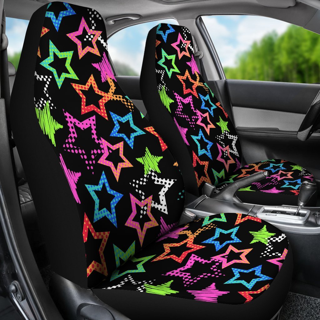 Star Colorful Pattern Print Universal Fit Car Seat Covers-grizzshop