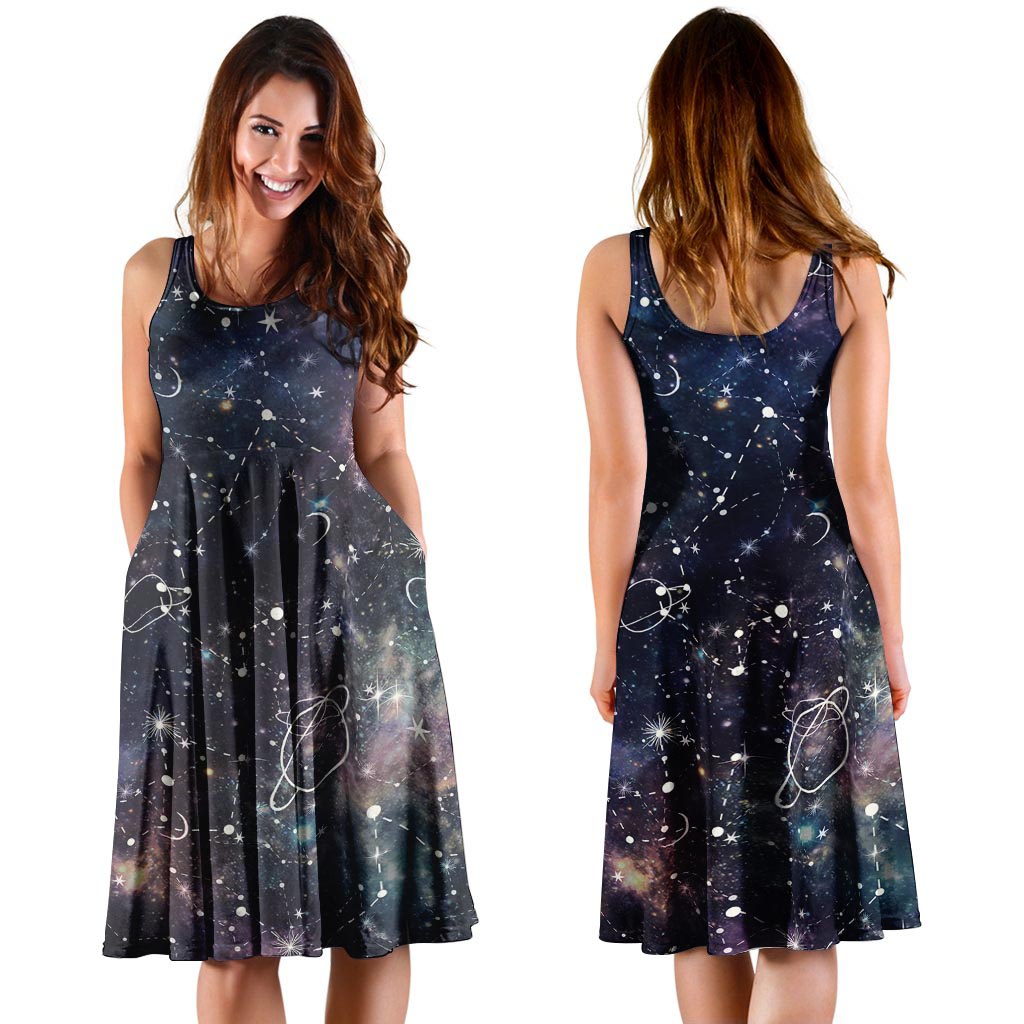 Star Constellation Galaxy Space Dress-grizzshop