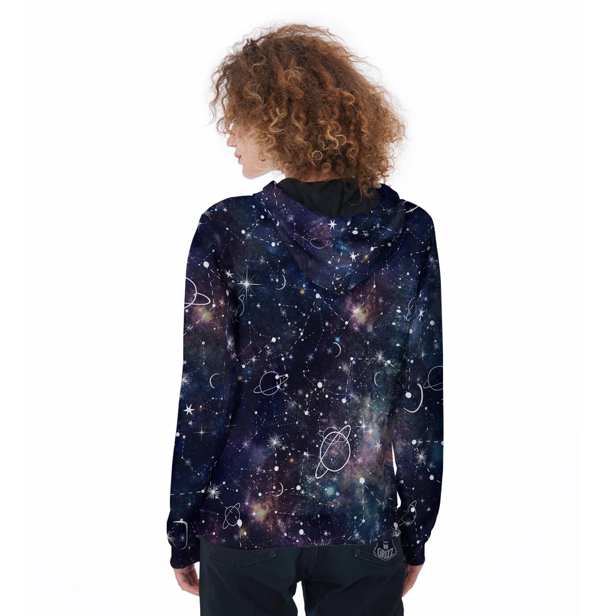 Star Constellation Galaxy Space Women's Zip Up Hoodie-grizzshop