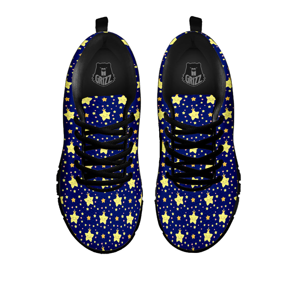 Star Cute Print Pattern Black Sneaker-grizzshop