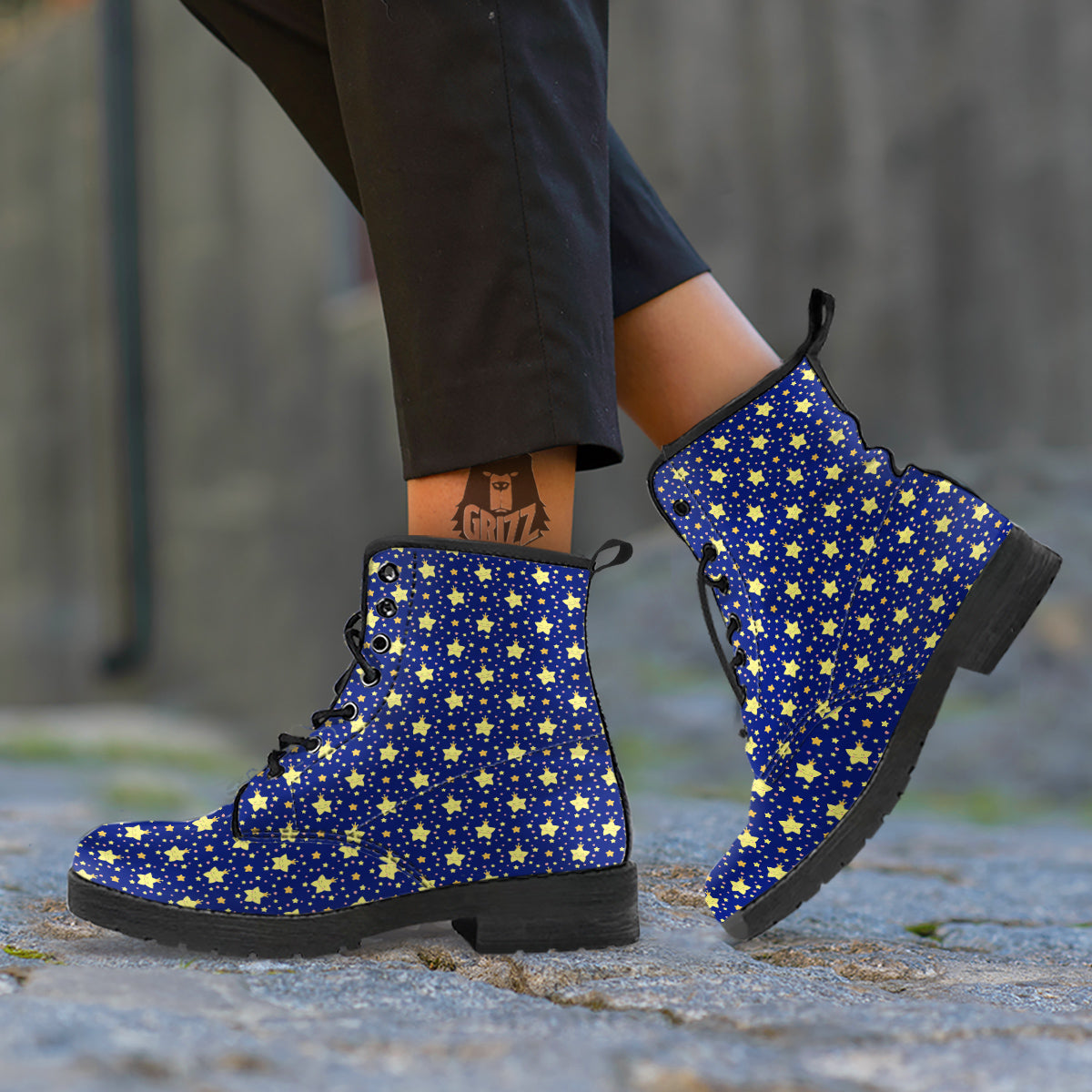 Star Cute Print Pattern Leather Boots-grizzshop