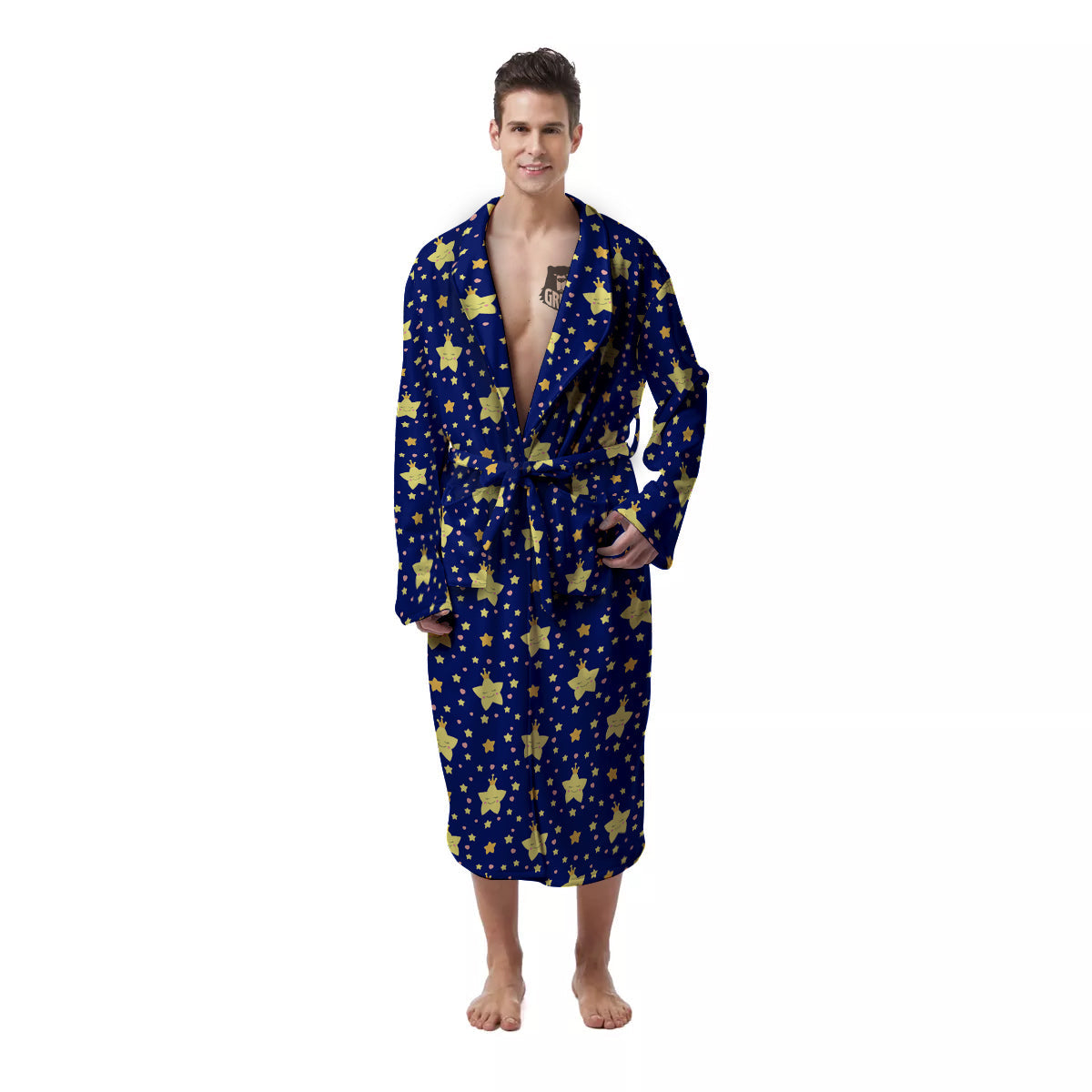 Star Cute Print Pattern Men's Robe-grizzshop