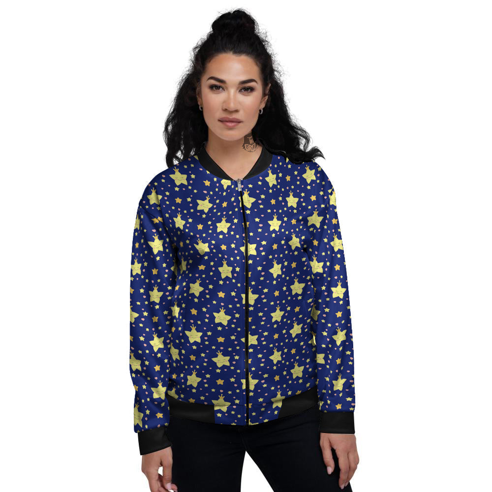 Star Cute Print Pattern Women's Bomber Jacket-grizzshop