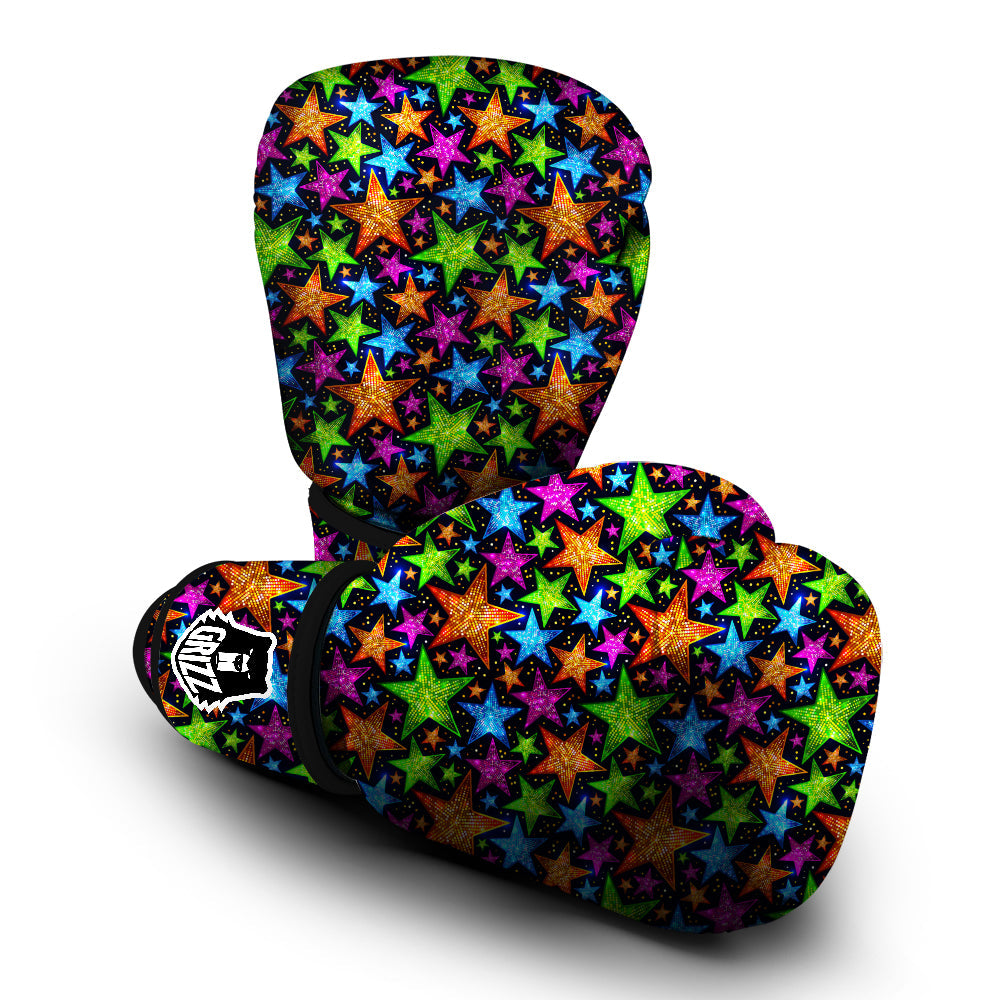 Star Disco Sparkles Print Pattern Boxing Gloves-grizzshop