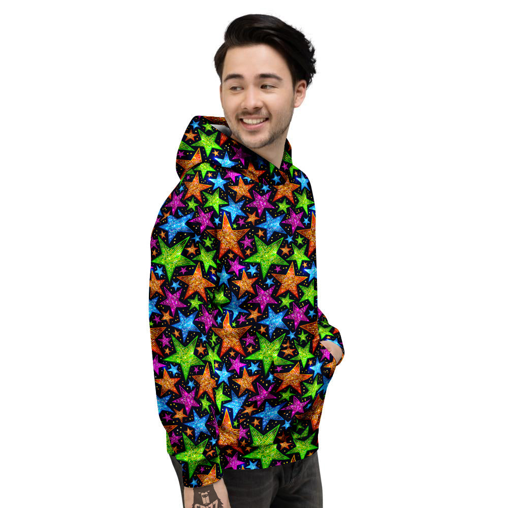 Star Disco Sparkles Print Pattern Men's Hoodie-grizzshop