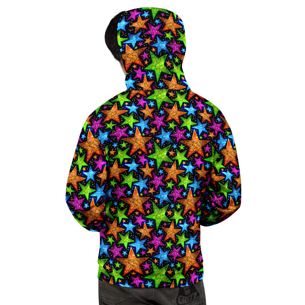 Star Disco Sparkles Print Pattern Men's Hoodie-grizzshop