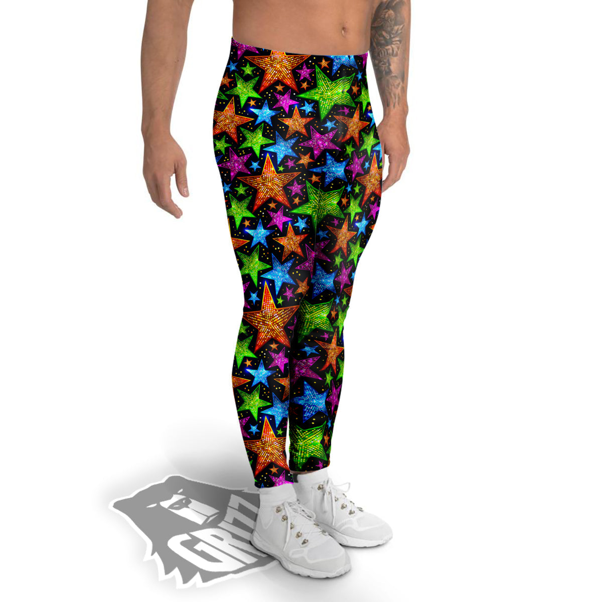Star Disco Sparkles Print Pattern Men's Leggings-grizzshop