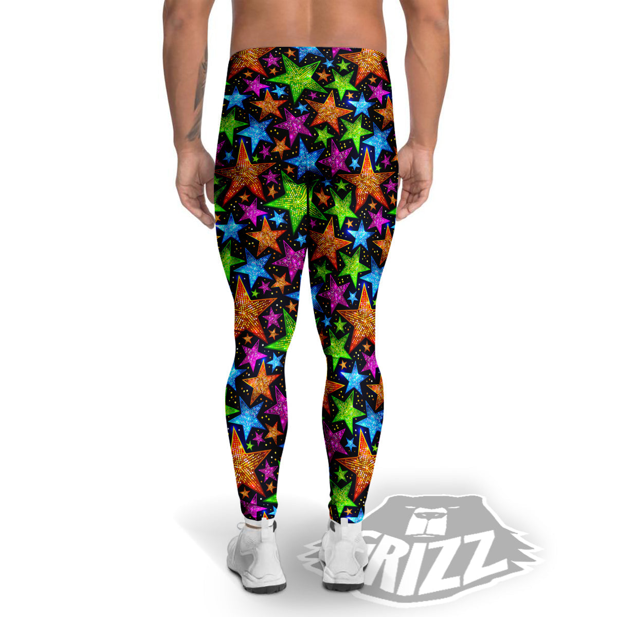 Star Disco Sparkles Print Pattern Men's Leggings-grizzshop