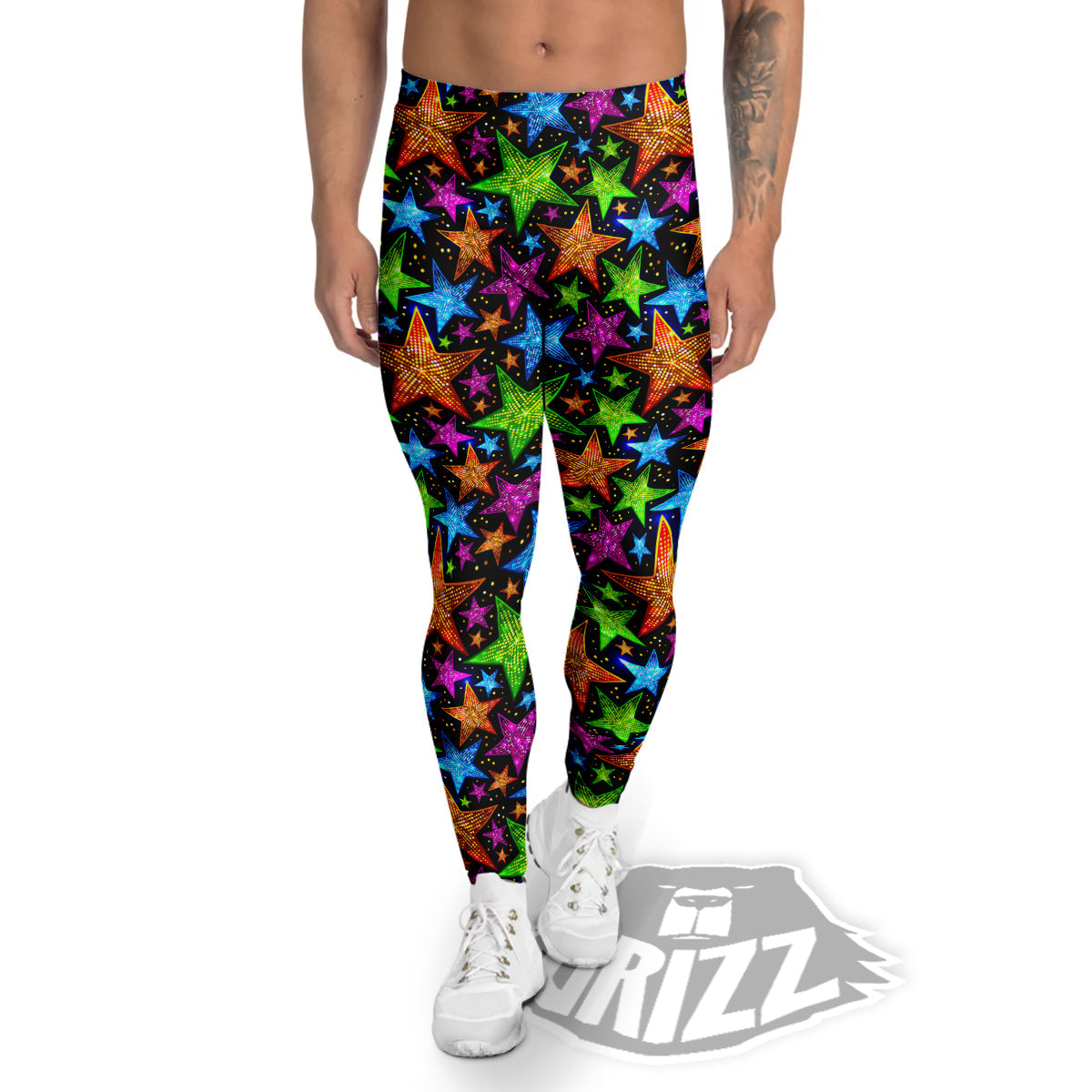 Star Disco Sparkles Print Pattern Men's Leggings-grizzshop