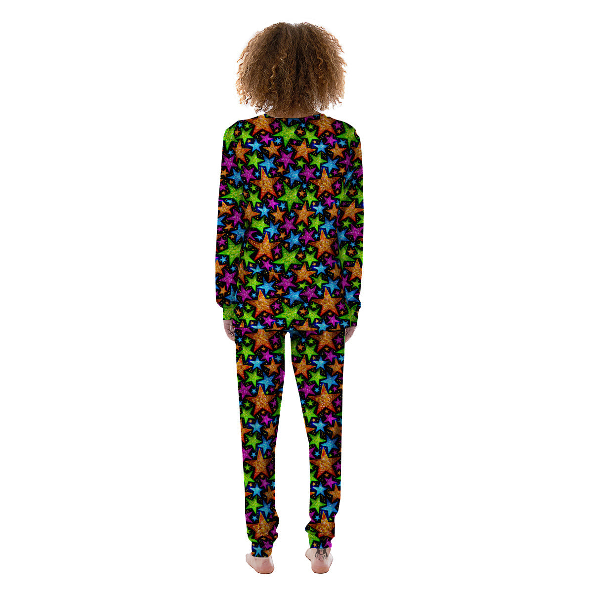 Star Disco Sparkles Print Pattern Women's Pajamas-grizzshop