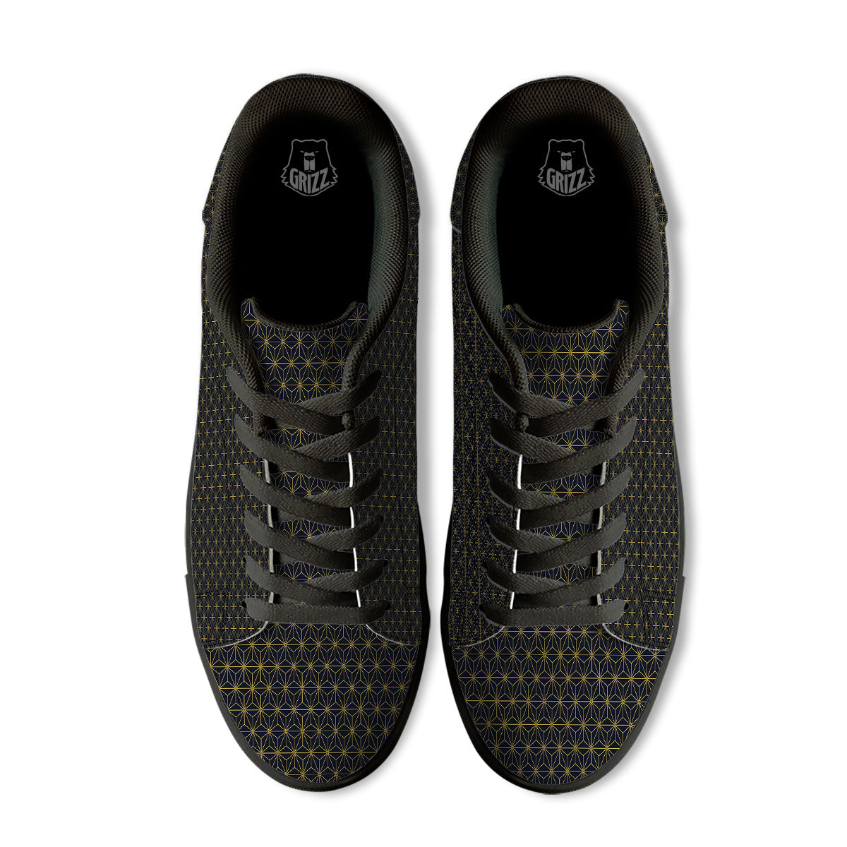 Star Geometric Print Pattern Black Low Top Sneakers-grizzshop