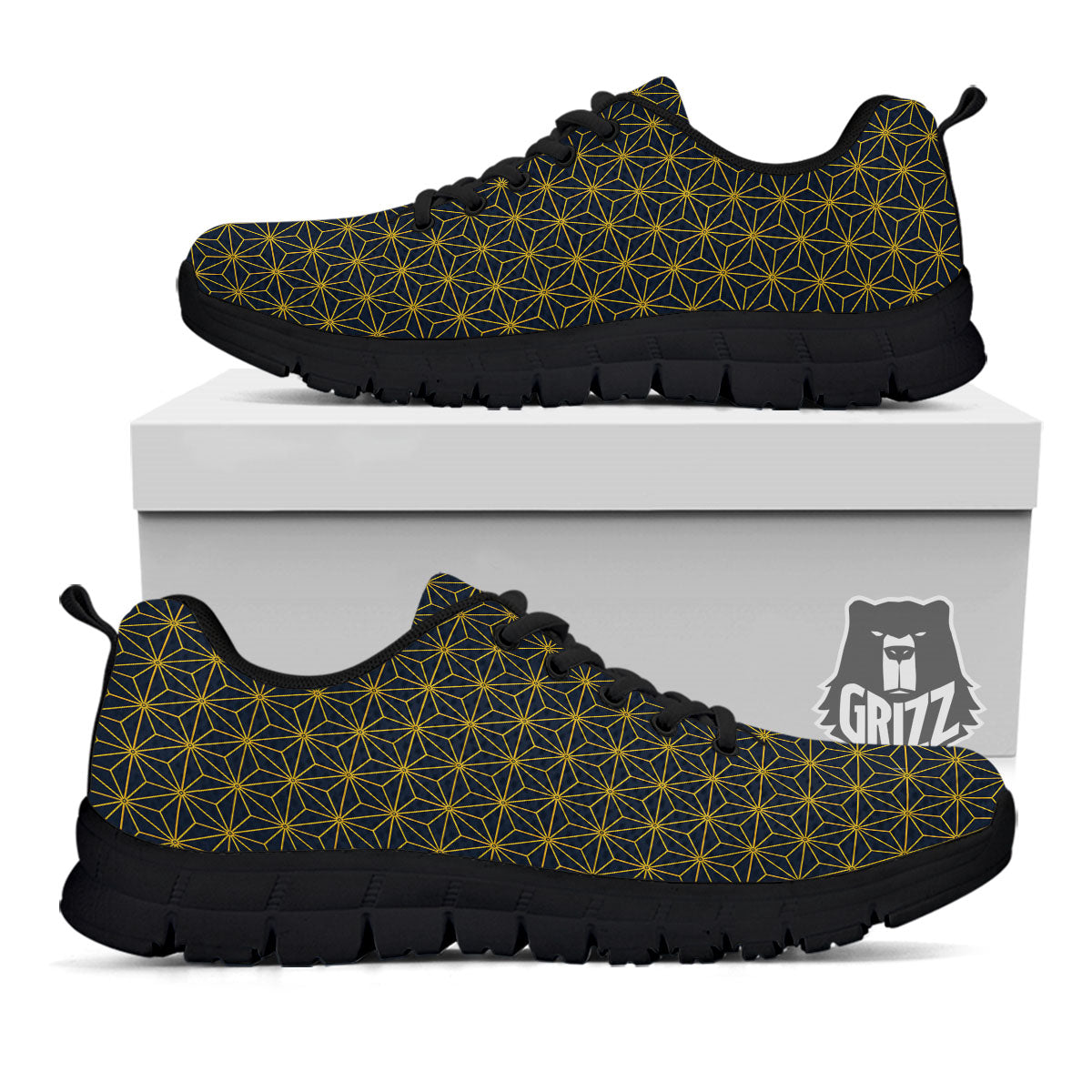 Star Geometric Print Pattern Black Sneaker-grizzshop