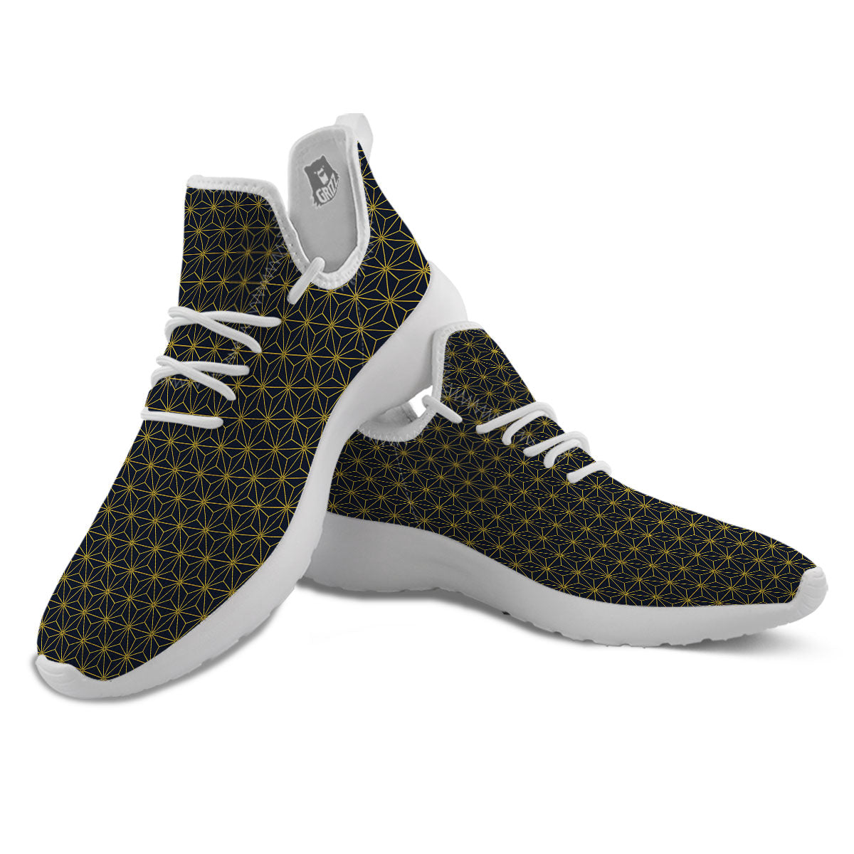 Star Geometric Print Pattern White Athletic Shoes-grizzshop