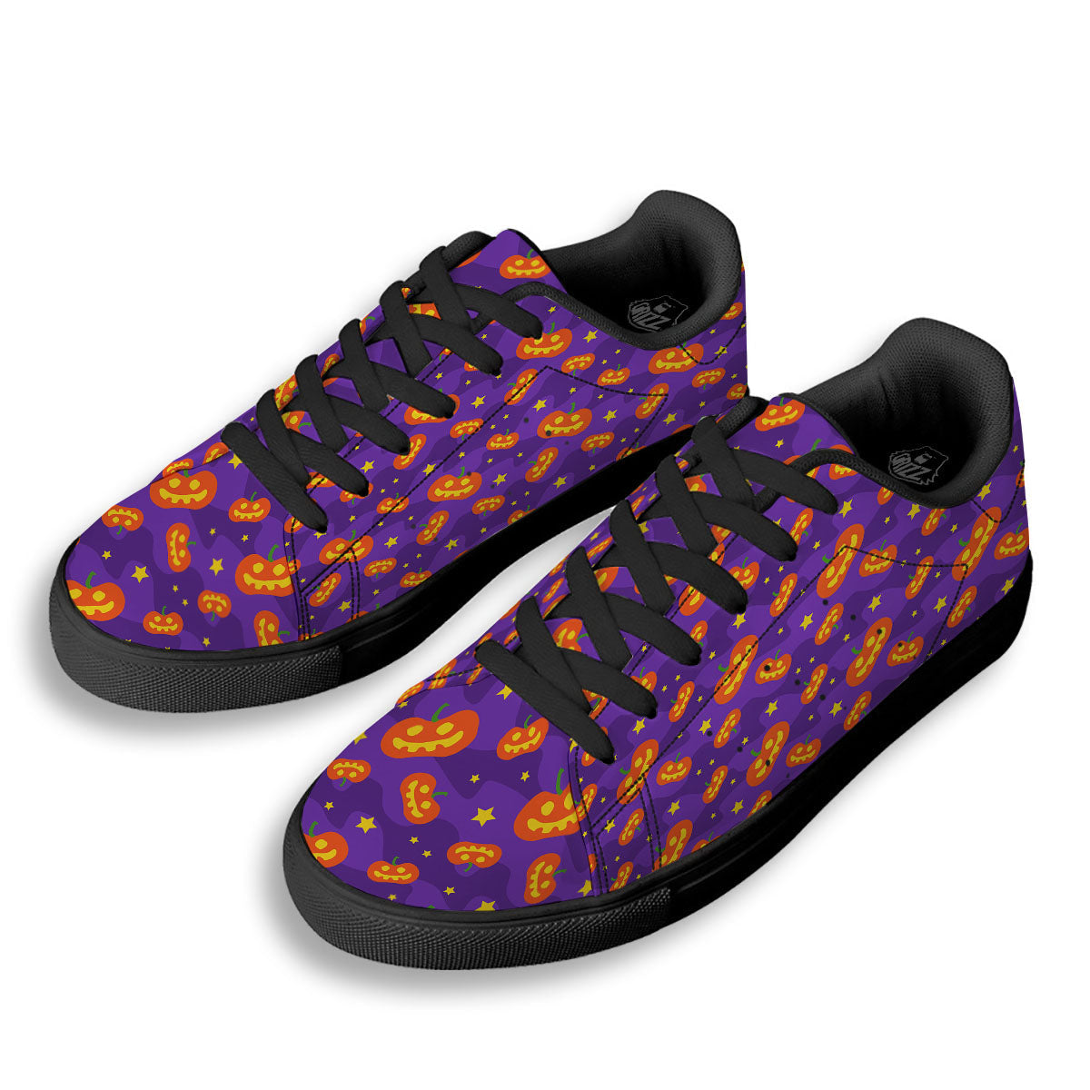 Star Halloween Print Pattern Black Low Top Sneakers-grizzshop