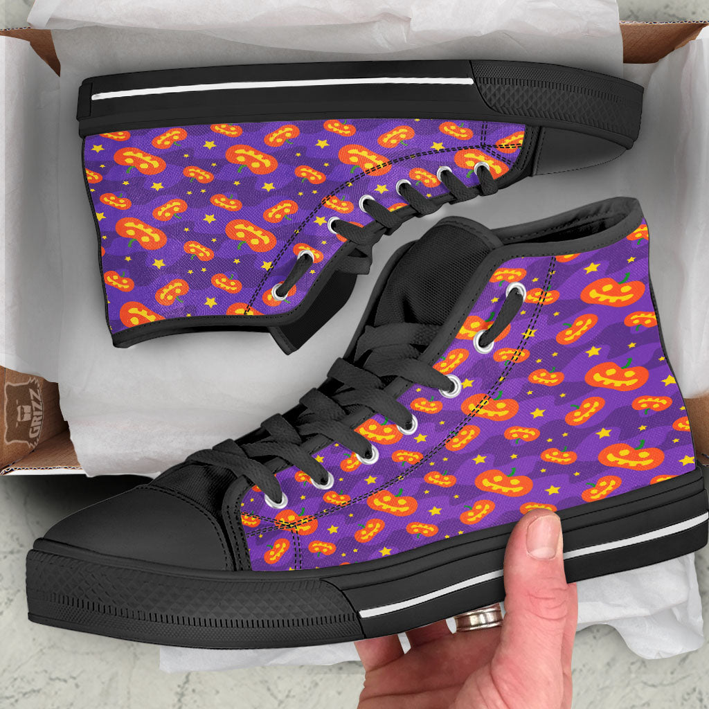 Star Halloween Print Pattern High Top Shoes-grizzshop