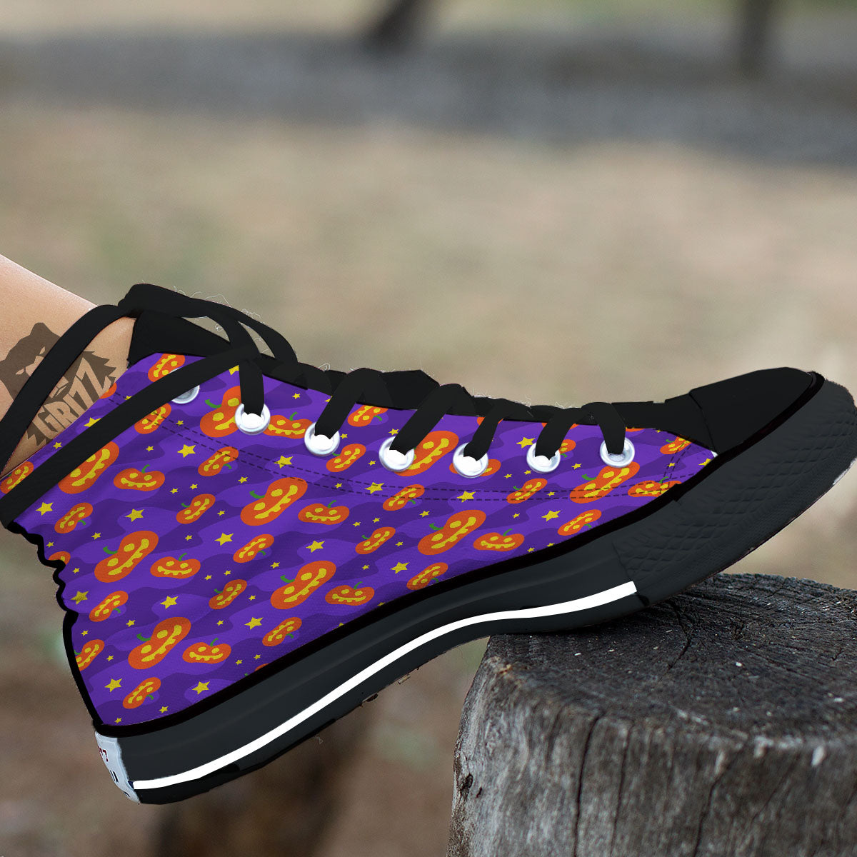 Star Halloween Print Pattern High Top Shoes-grizzshop