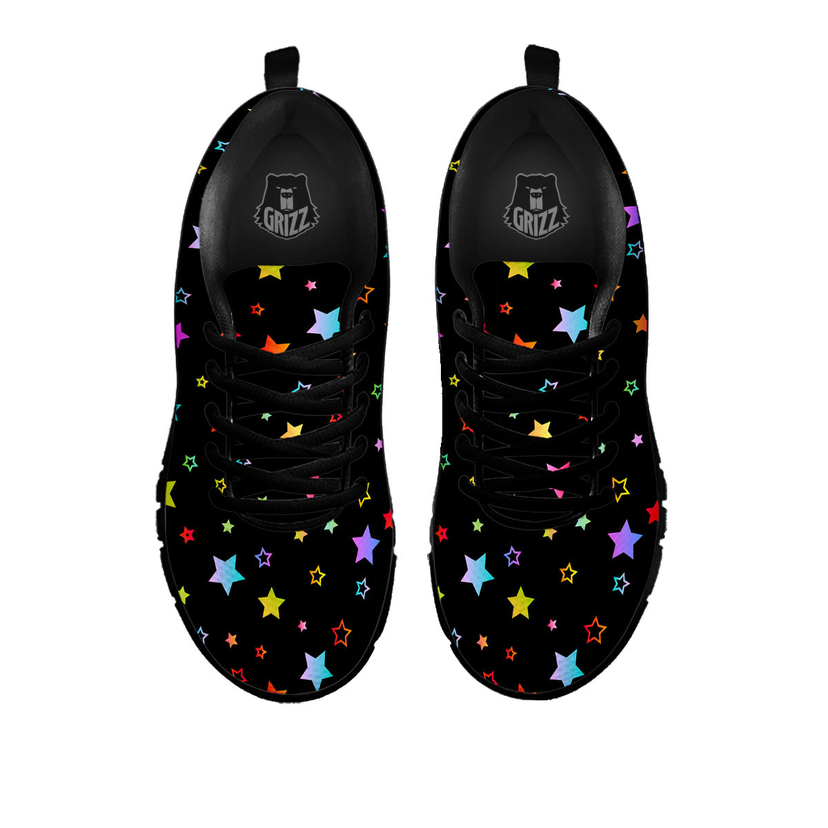Star Lights Print Pattern Black Sneaker-grizzshop