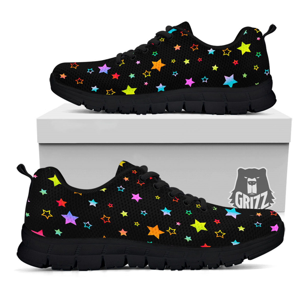 Star Lights Print Pattern Black Sneaker-grizzshop