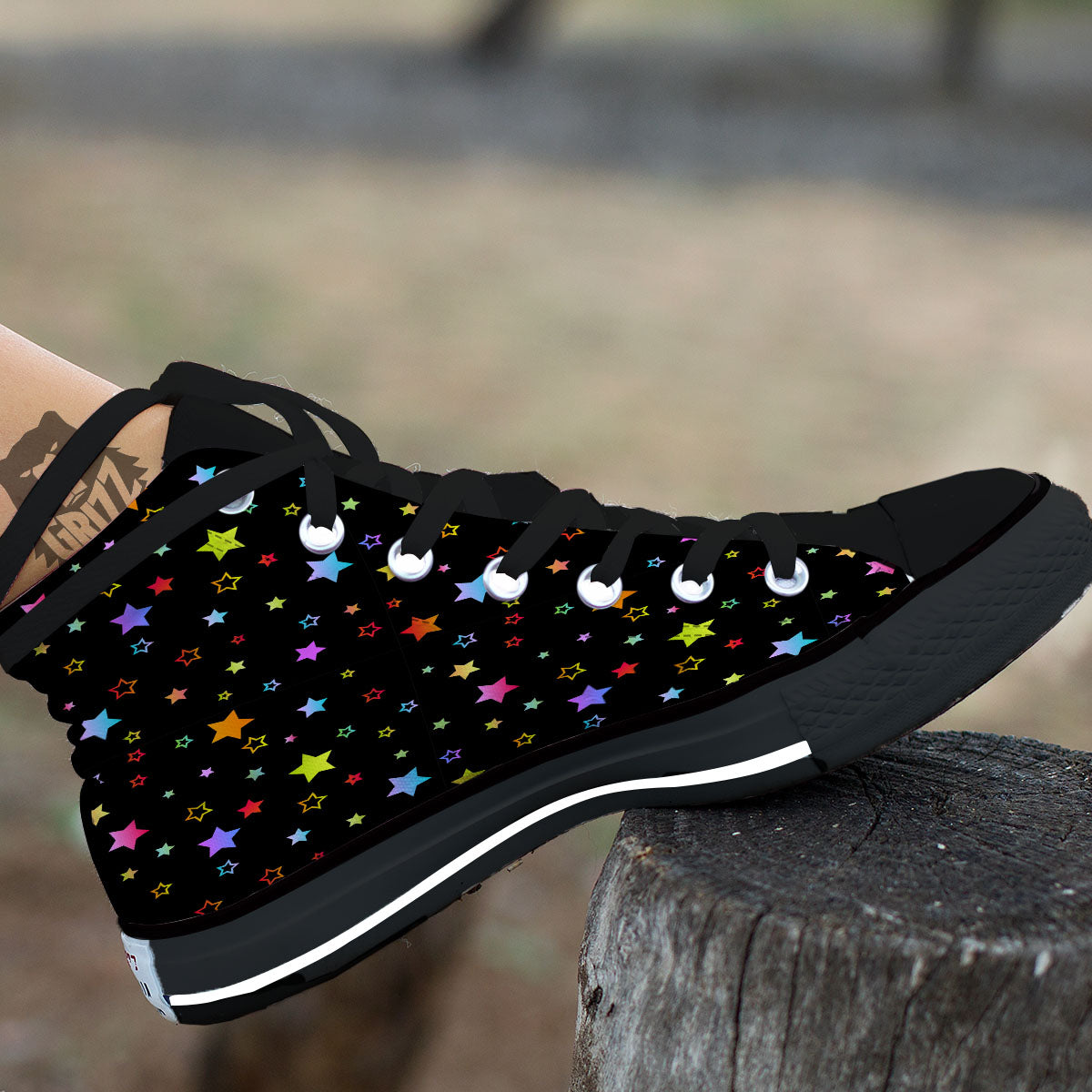 Star Lights Print Pattern High Top Shoes-grizzshop