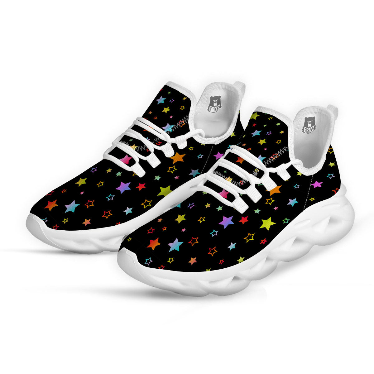 Star Lights Print Pattern White Running Shoes-grizzshop