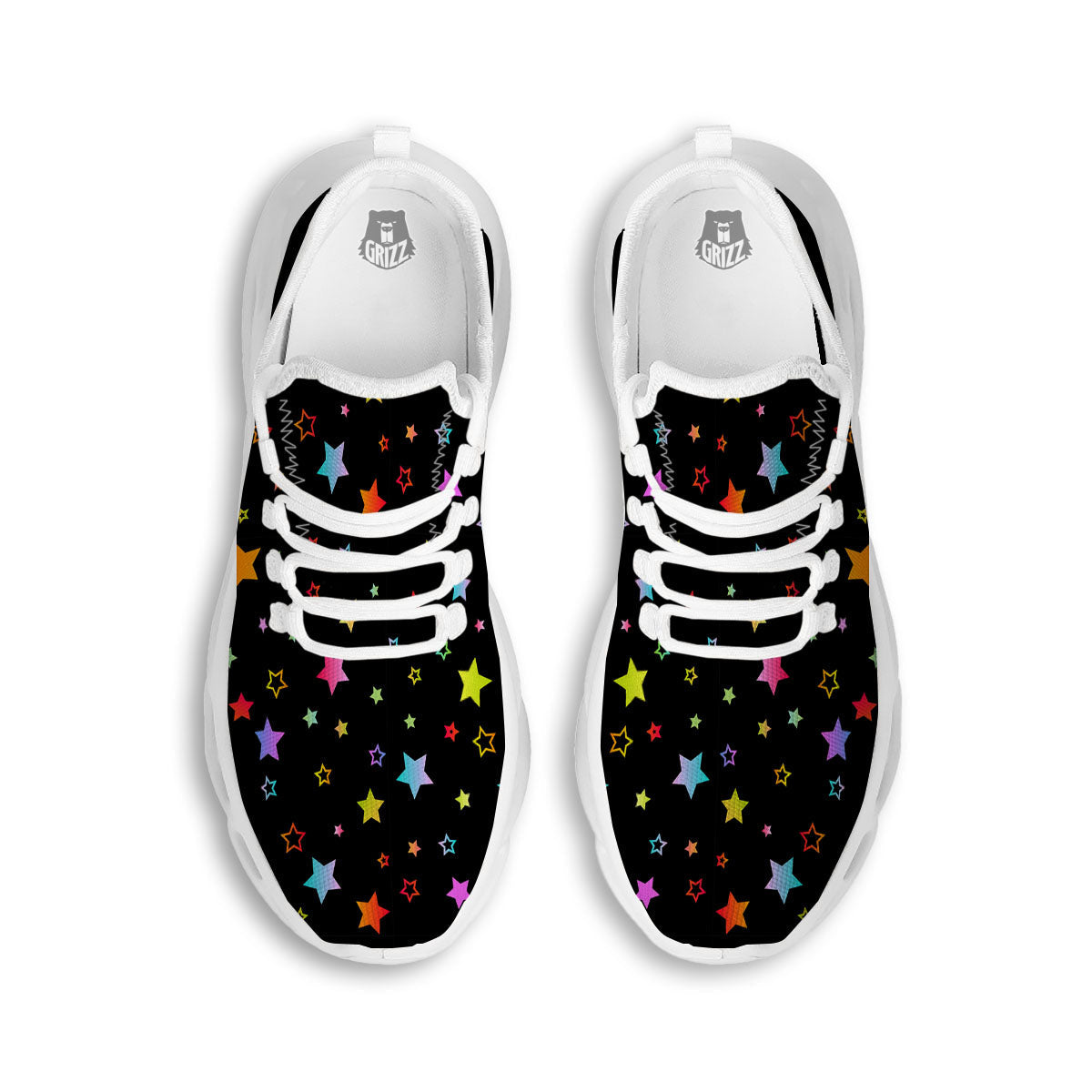 Star Lights Print Pattern White Running Shoes-grizzshop