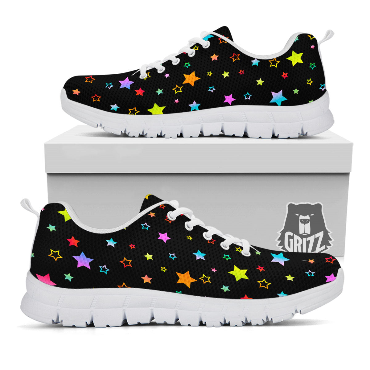 Star Lights Print Pattern White Sneaker-grizzshop