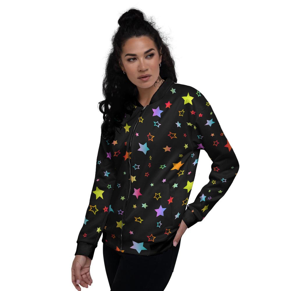Star Lights Print Pattern Women's Bomber Jacket-grizzshop