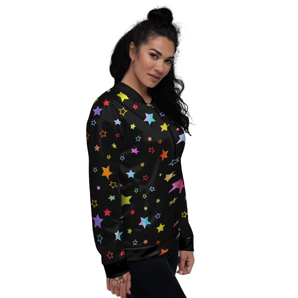 Star Lights Print Pattern Women's Bomber Jacket-grizzshop