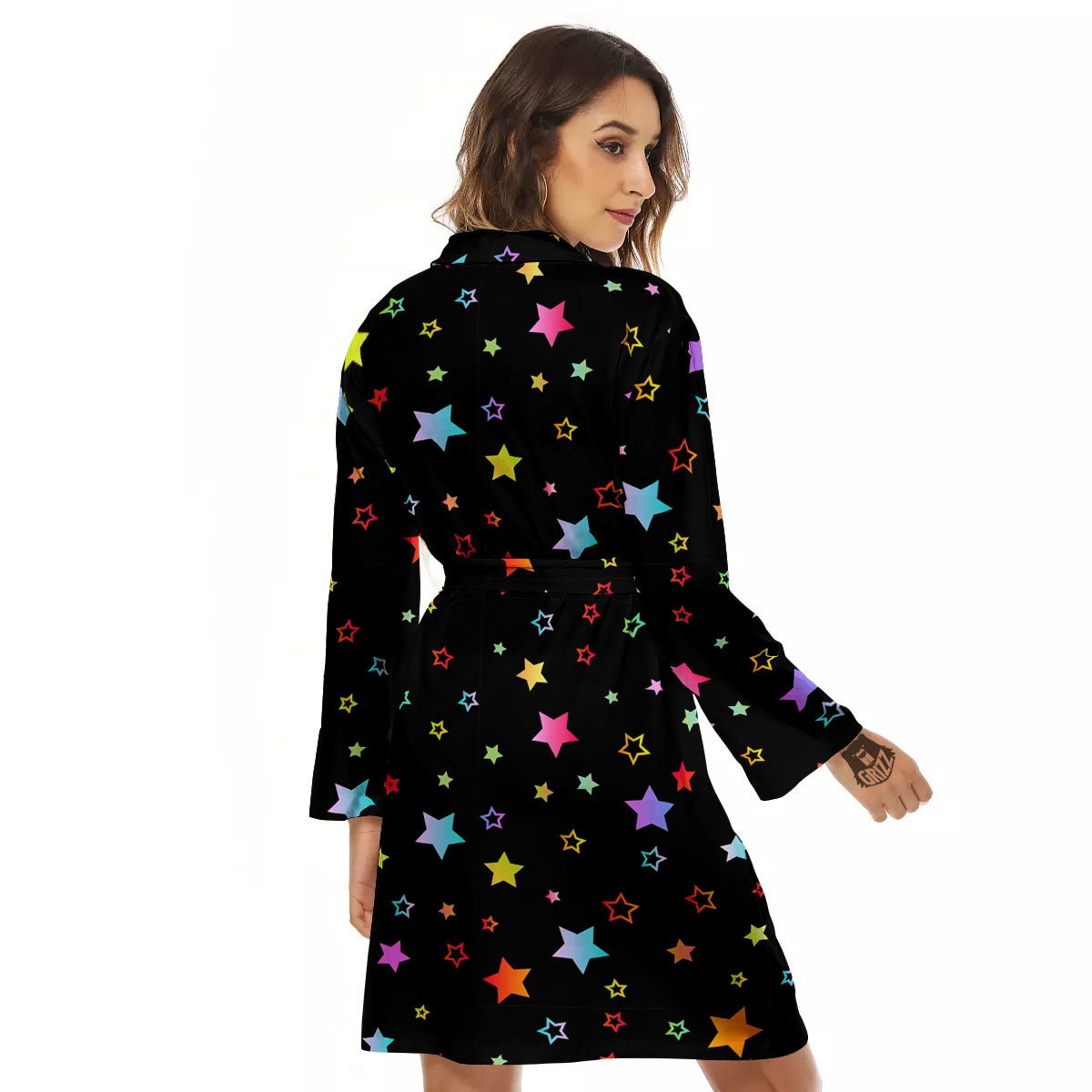 Star Lights Print Pattern Women's Robe-grizzshop