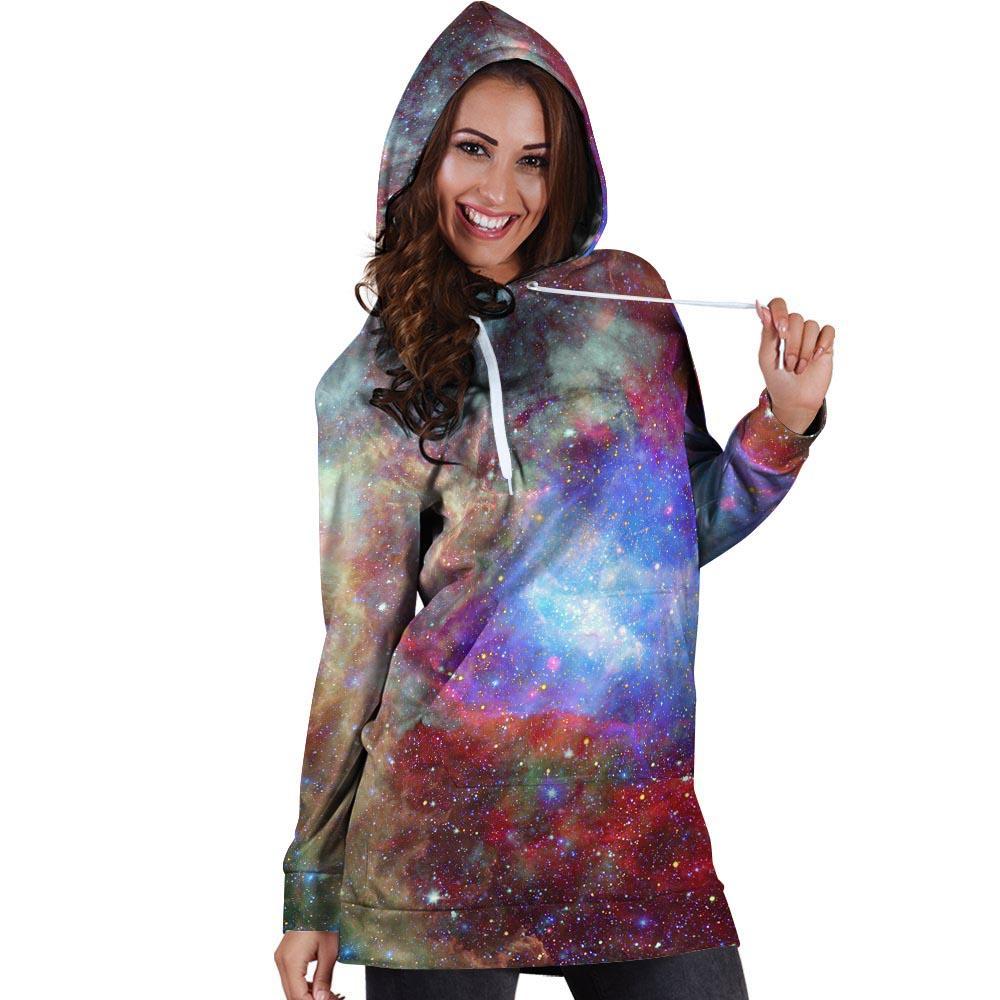 Star Nebula Galaxy Space Hoodie Dress-grizzshop