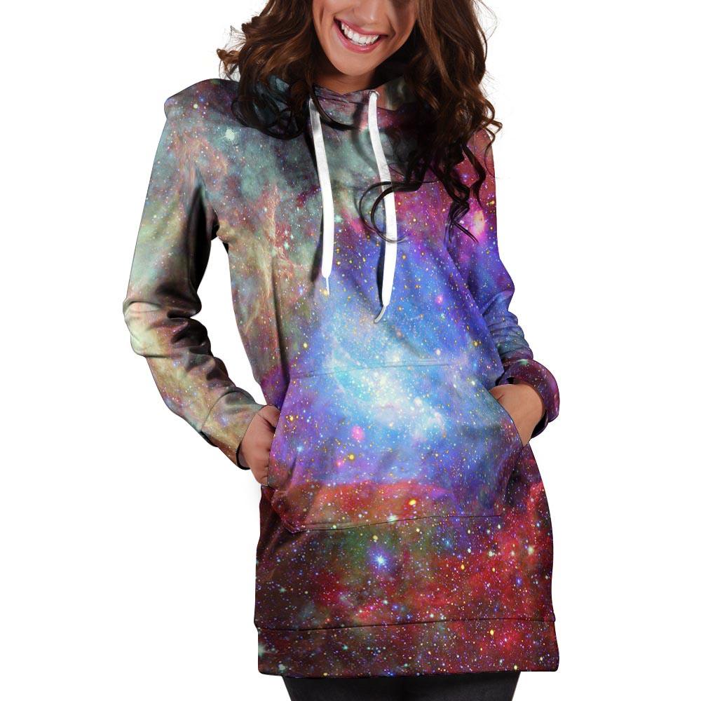 Star Nebula Galaxy Space Hoodie Dress-grizzshop
