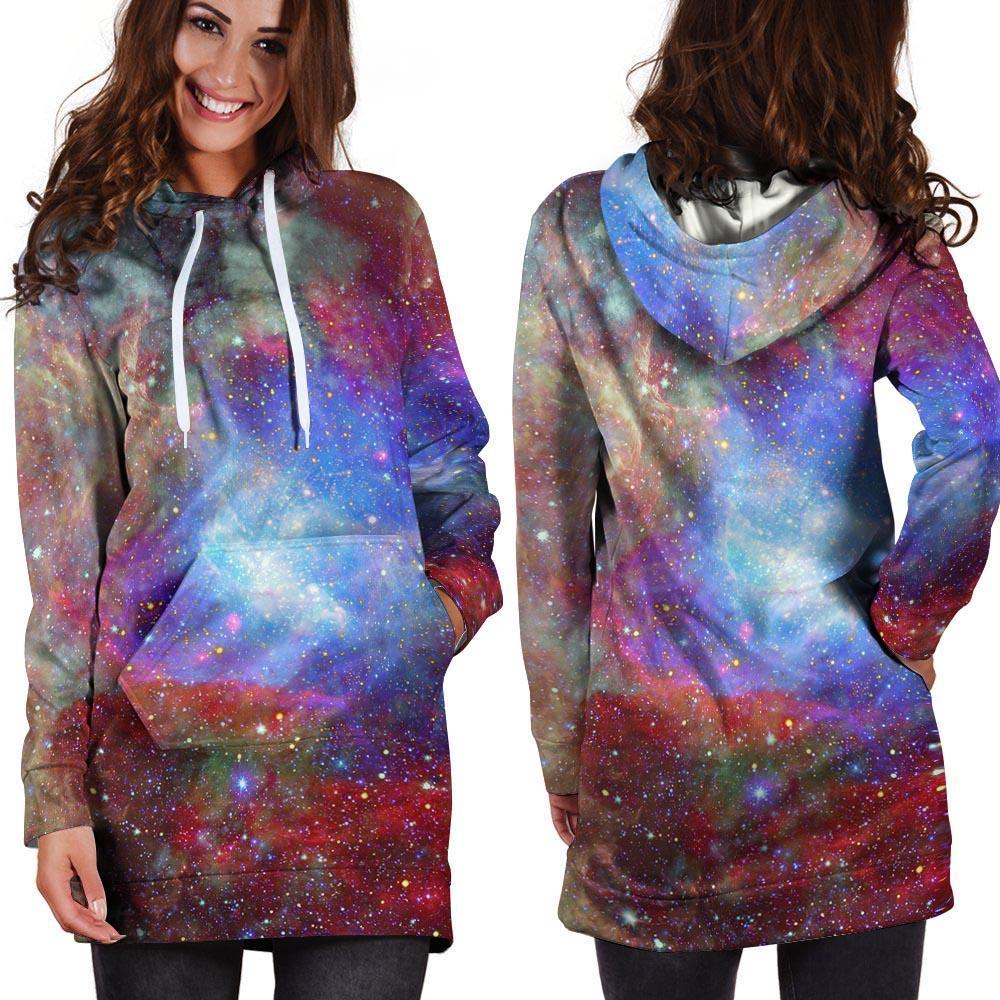 Star Nebula Galaxy Space Hoodie Dress-grizzshop