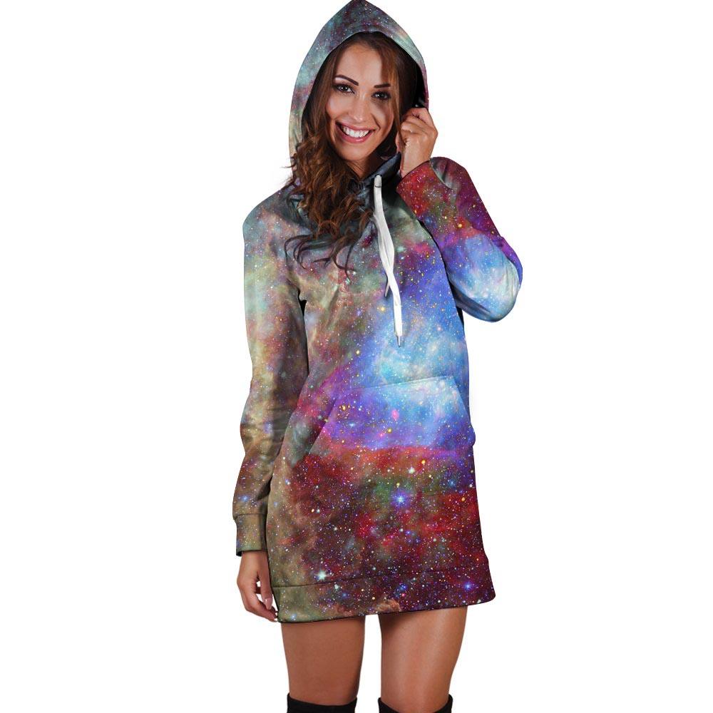 Star Nebula Galaxy Space Hoodie Dress-grizzshop