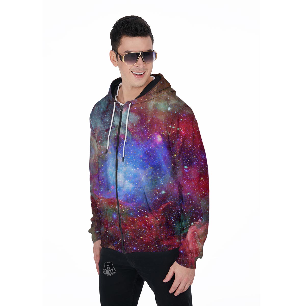 Star Nebula Galaxy Space Men's Zip Up Hoodie-grizzshop
