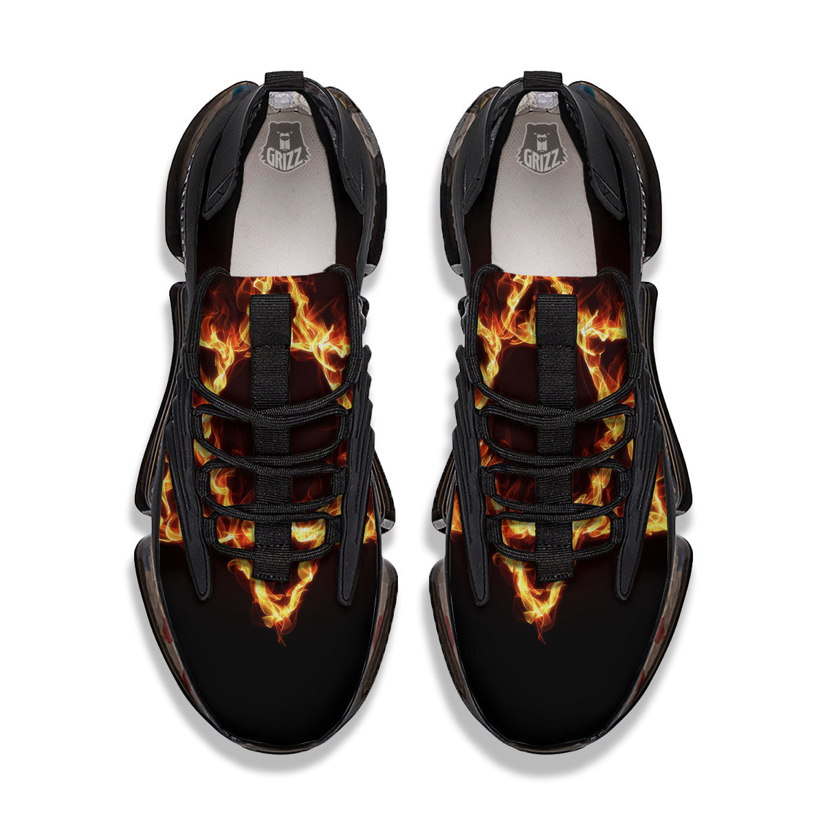 Star Of David Fiery Print Black Gym Shoes-grizzshop