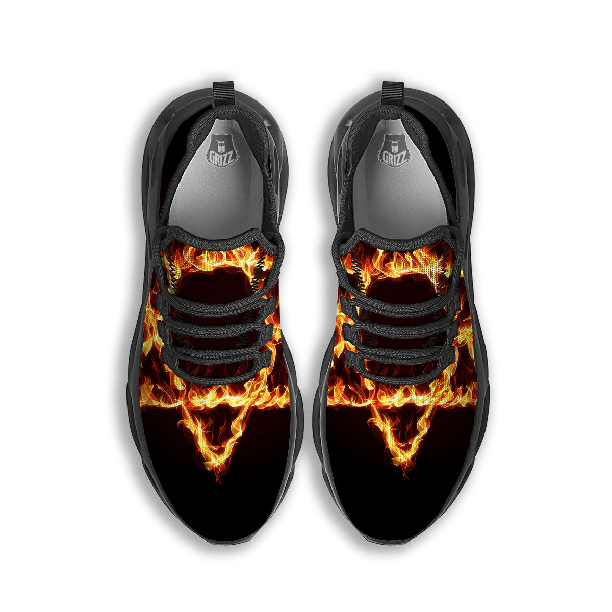 Star Of David Fiery Print Black Running Shoes-grizzshop