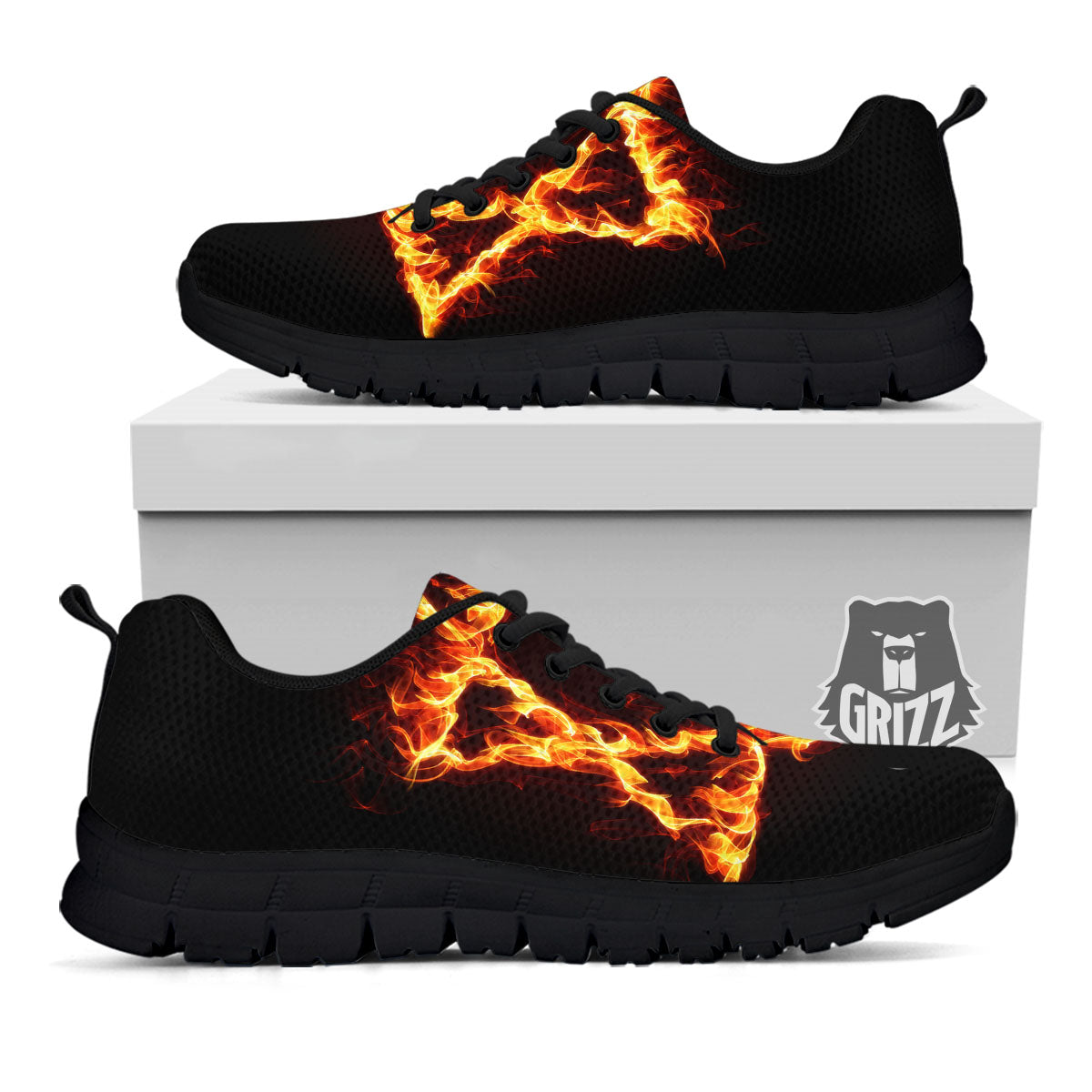 Star Of David Fiery Print Black Sneaker-grizzshop