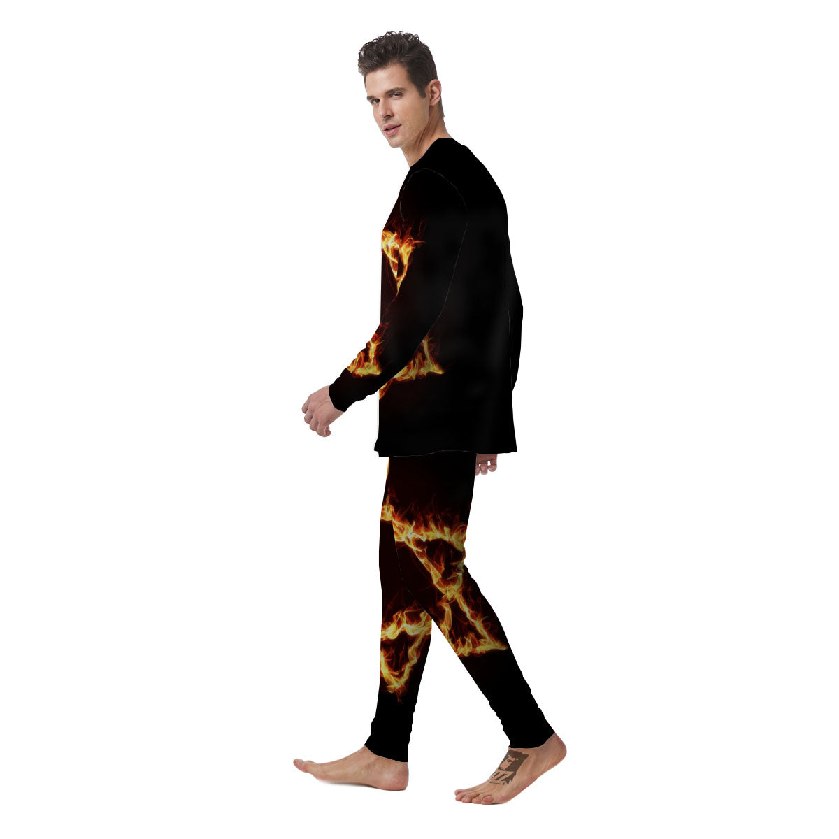 Star Of David Fiery Print Men's Pajamas-grizzshop
