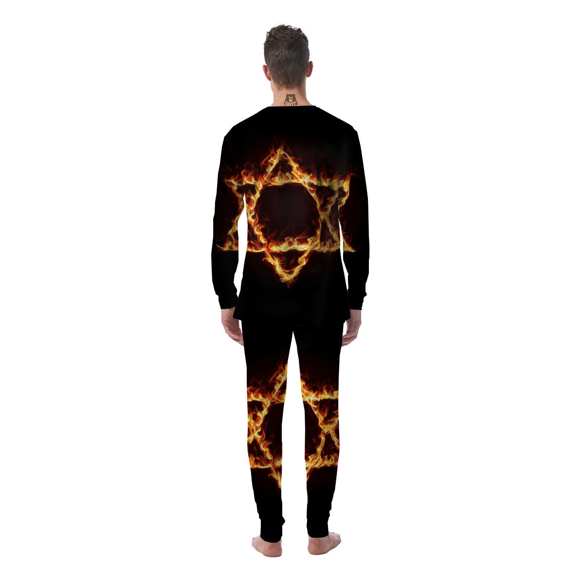 Star Of David Fiery Print Men's Pajamas-grizzshop