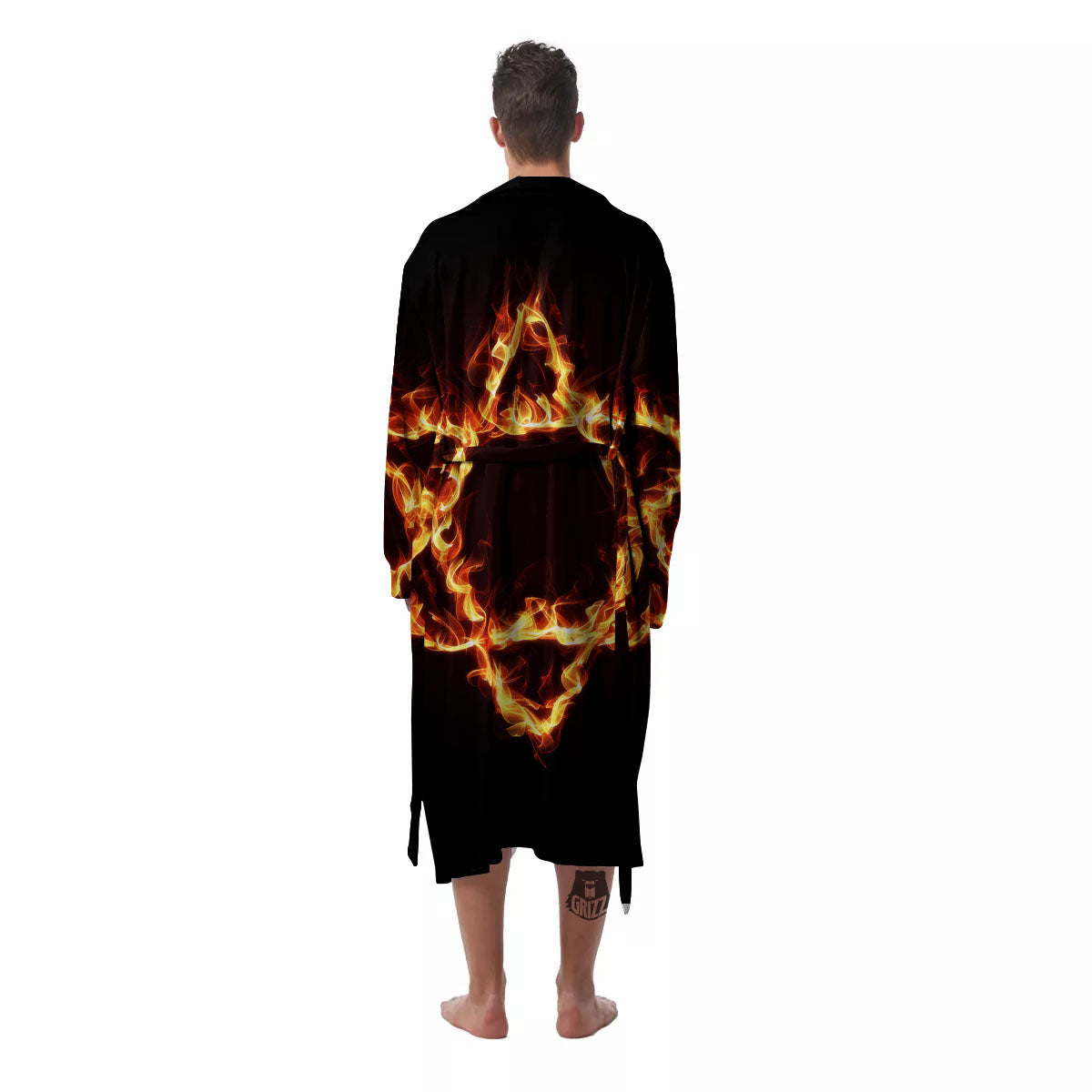Star Of David Fiery Print Men's Robe-grizzshop