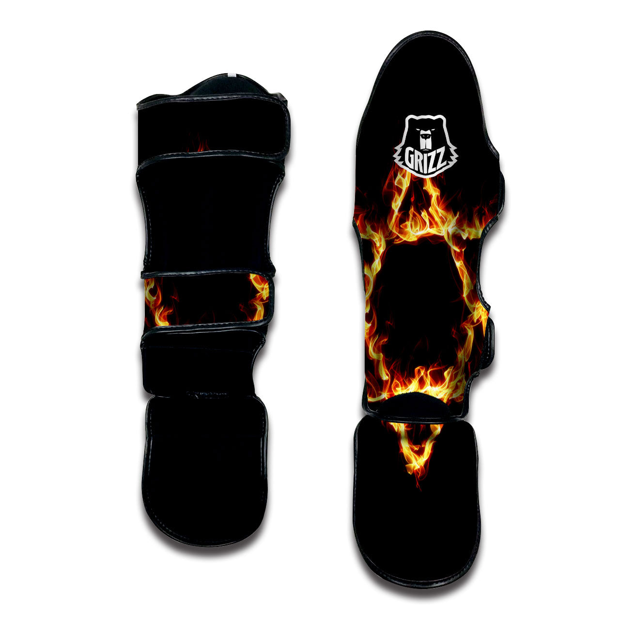 Star Of David Fiery Print Muay Thai Shin Guards-grizzshop