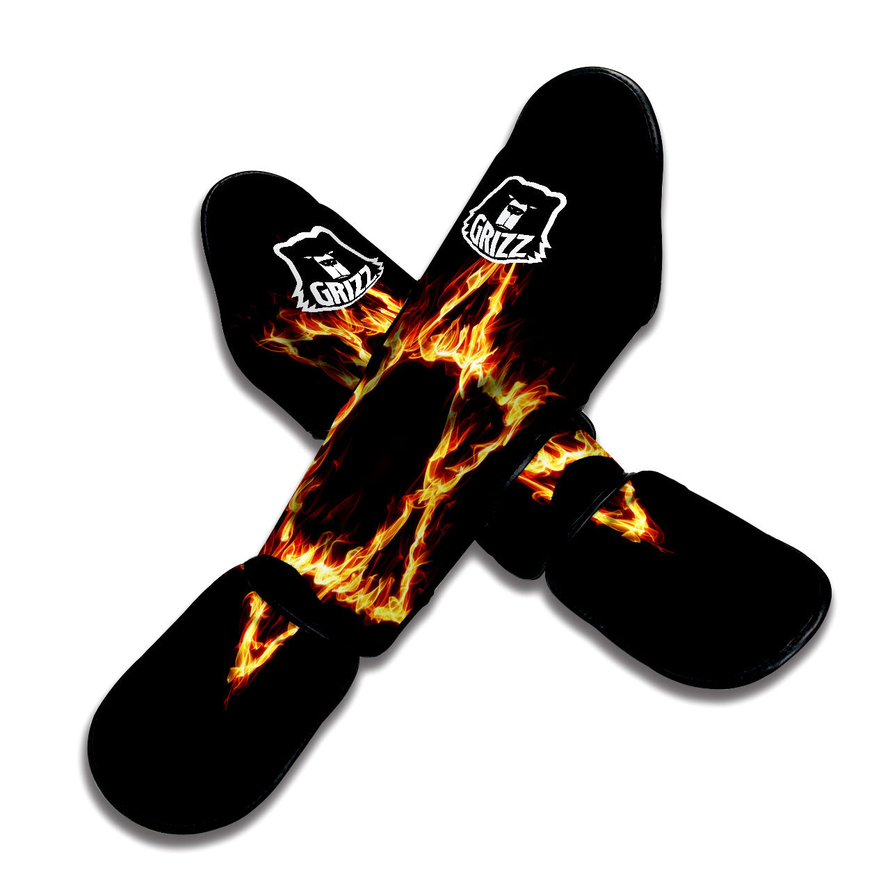 Star Of David Fiery Print Muay Thai Shin Guards-grizzshop