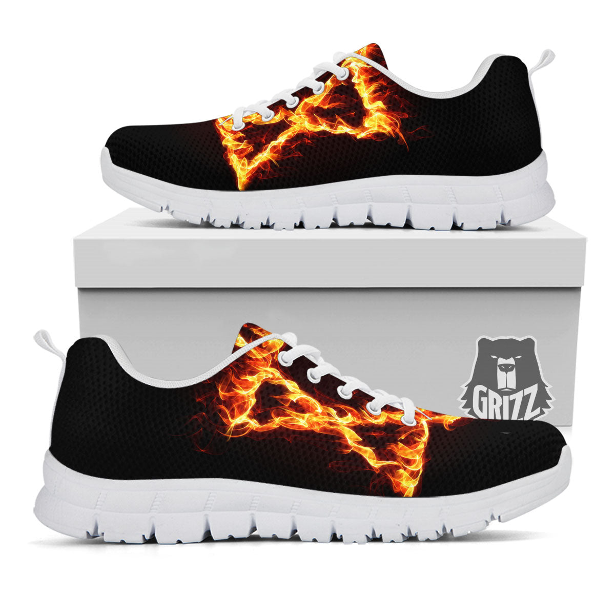 Star Of David Fiery Print White Sneaker-grizzshop