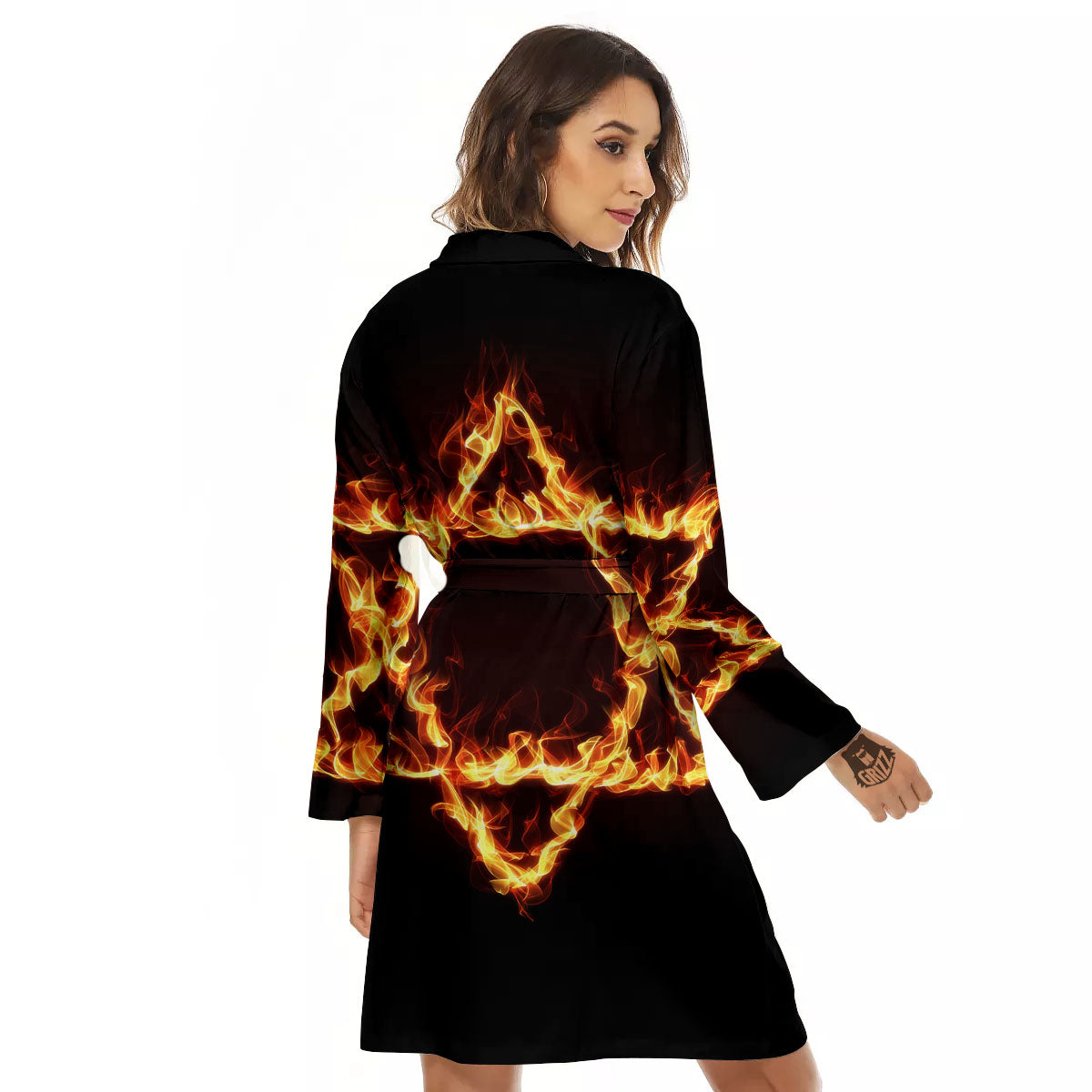 Star Of David Fiery Print Women's Robe-grizzshop