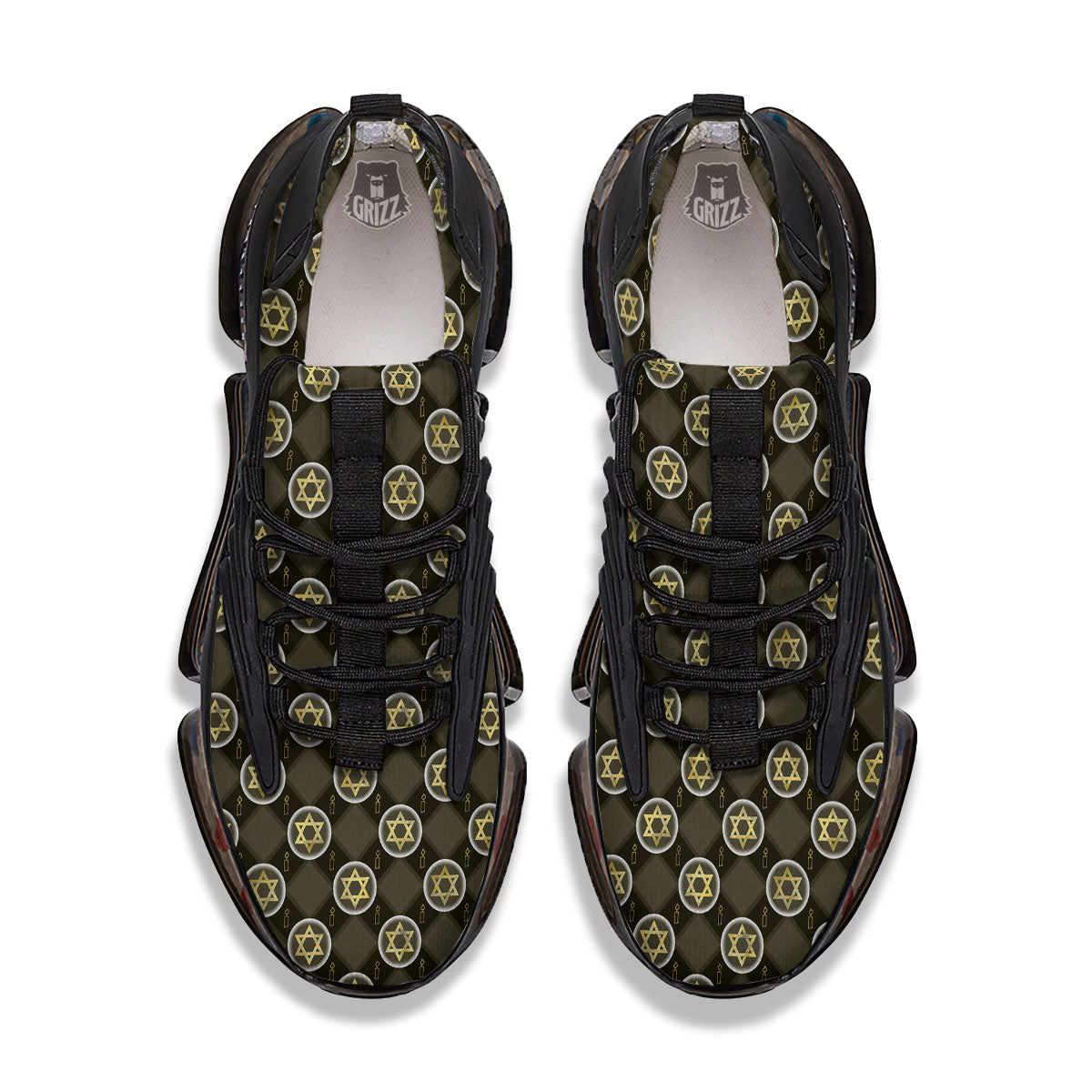 Star Of David Flaming Print Black Gym Shoes-grizzshop