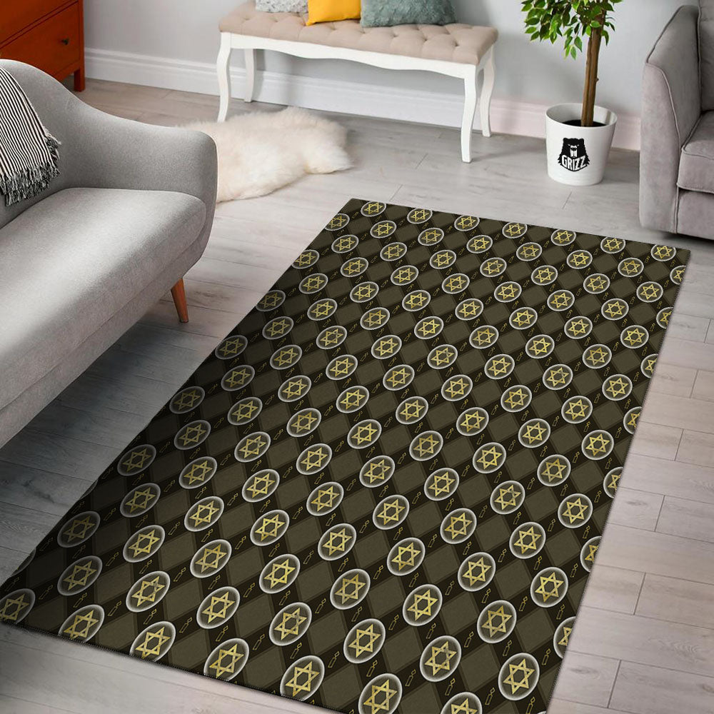 Star Of David Flaming Print Floor Mat-grizzshop