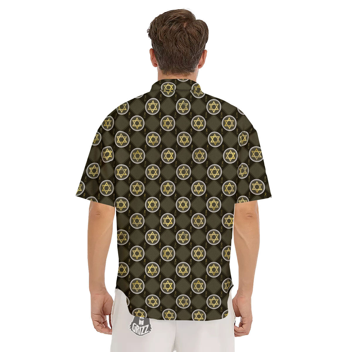 Star Of David Flaming Print Men's Short Sleeve Shirts-grizzshop